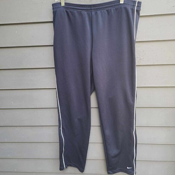 Nike Navy with White Stripe Drawstring Workout Pants size Large - Picture 1 of 9